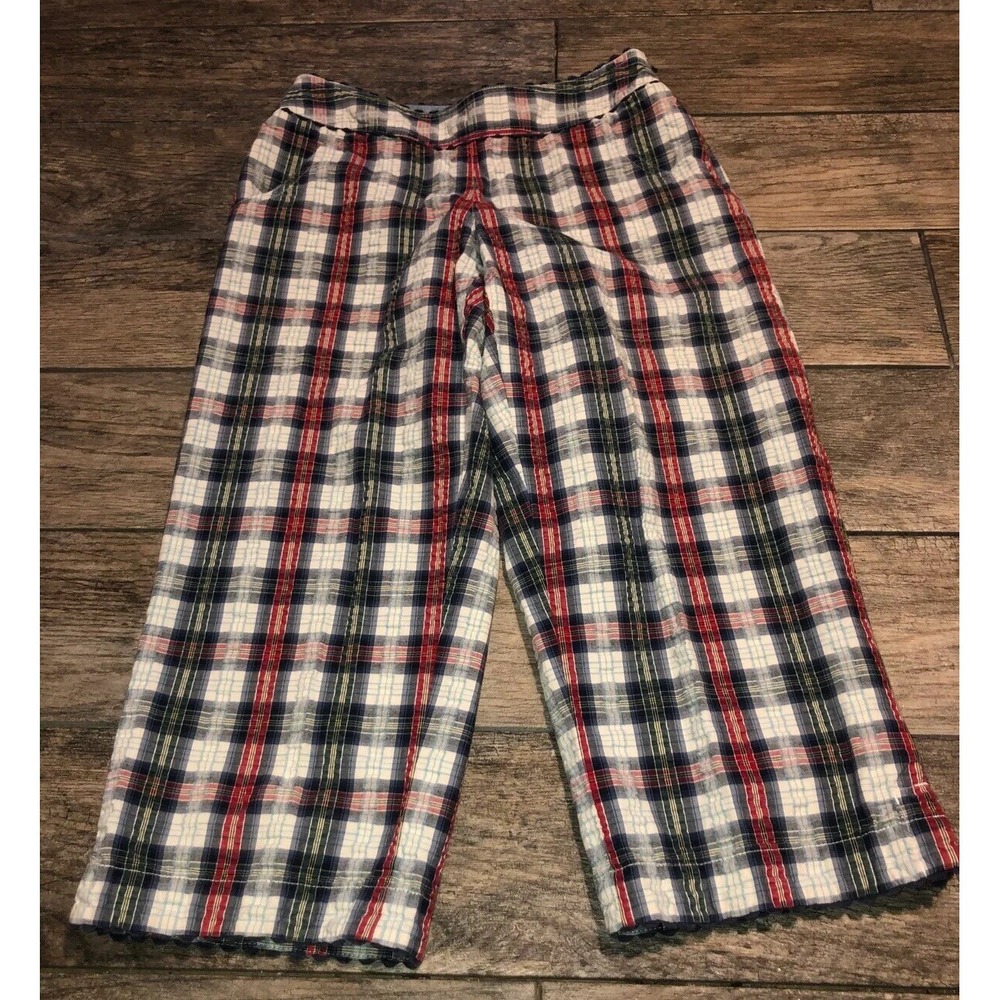 LIZ CLAIBORNE womens capri pants AUDRA‎ red,white & blue Plaid size 8 Petite 8P